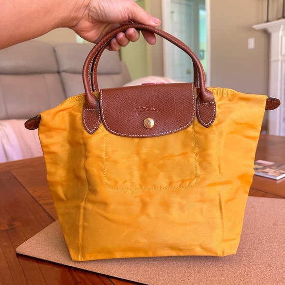 Longchamp Handbags - LongChamp LePliage Mini HandBag, Yellow/Brown, VGUC